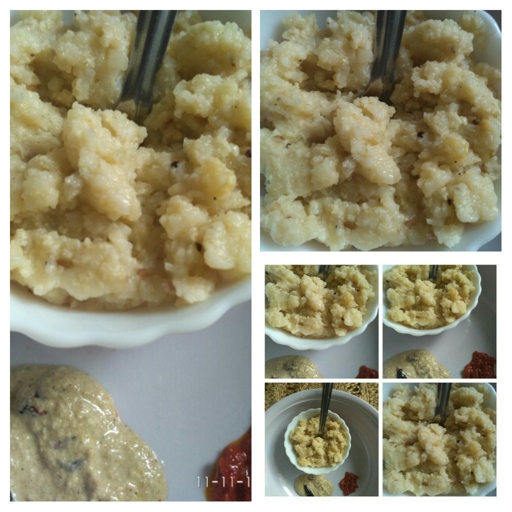 Proso Millet Pongal with groundnut chutney